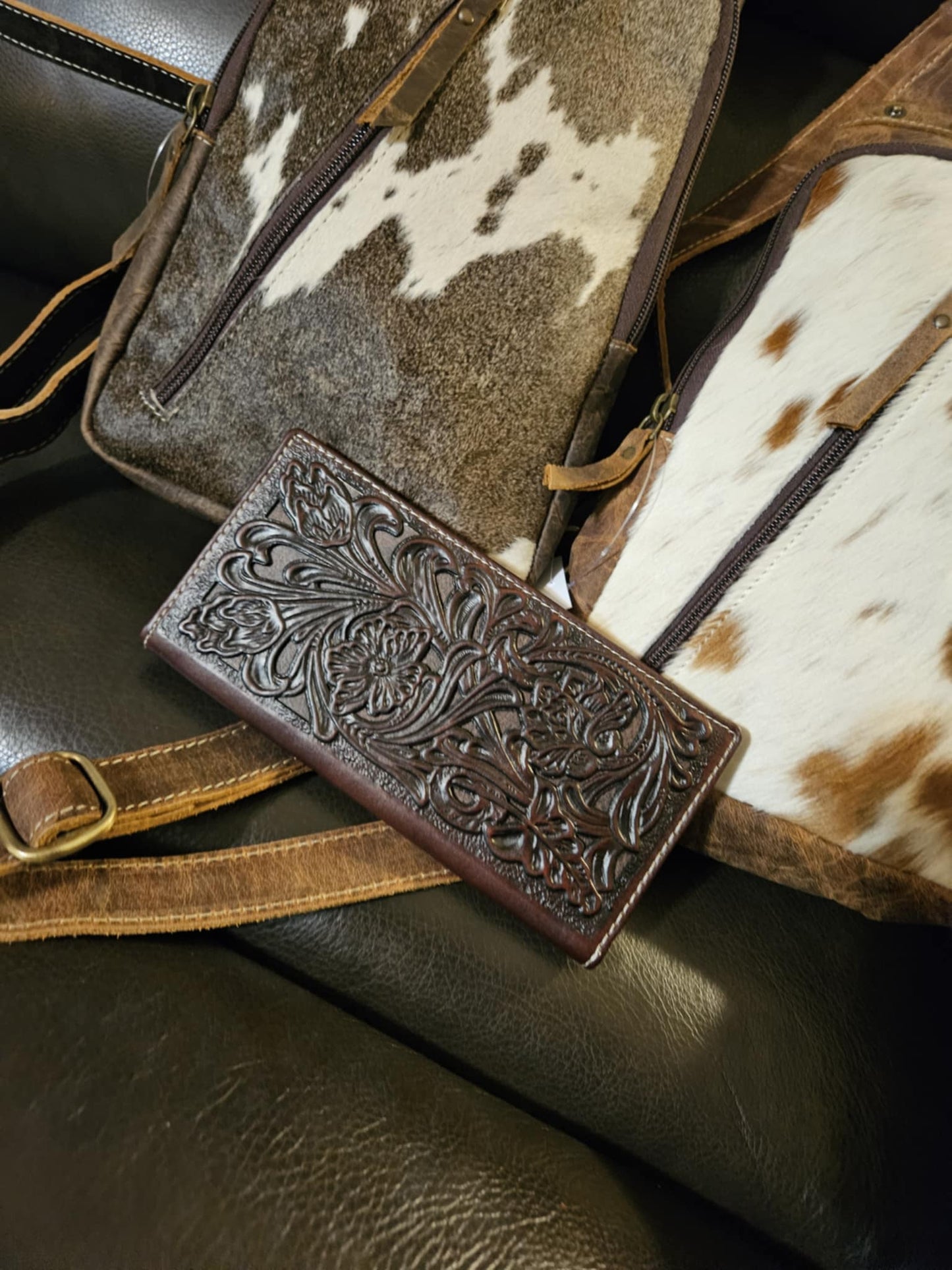 Genuine Tooled Leather Bi-Fold Wallet image 1