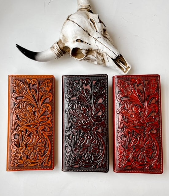 Genuine Tooled Leather Bi-Fold Wallet image 4