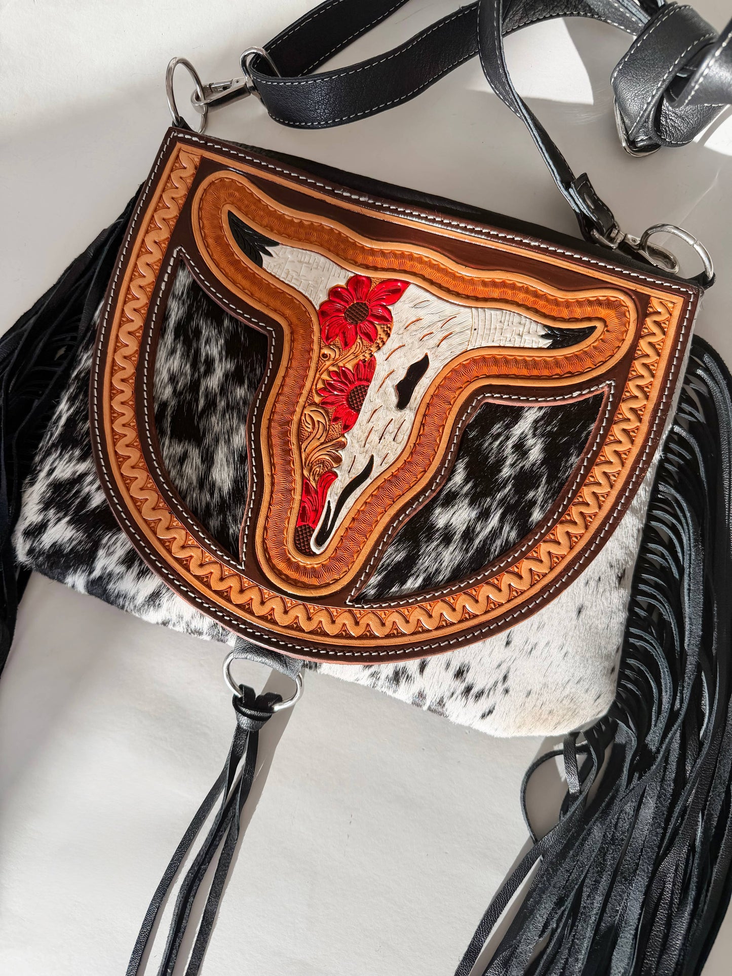 THE CAROLINE CROSSBODY Longhorn Cowhide Purse