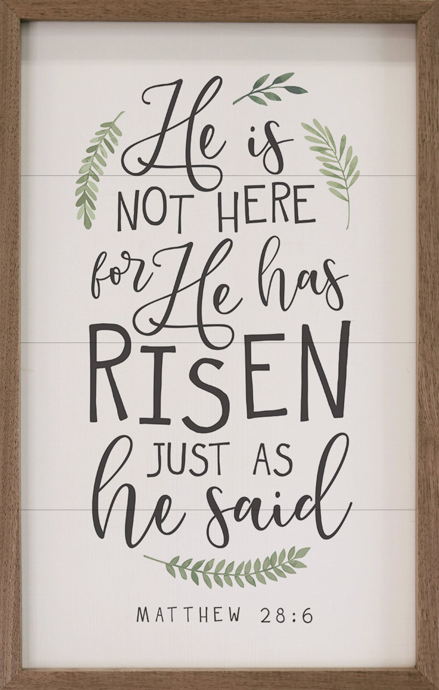 He Has Risen Matthew 28:6 Greenery White image 0