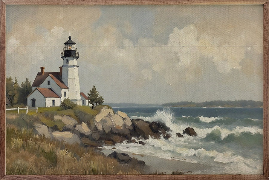 Lighthouse With Crashing Waves image 1