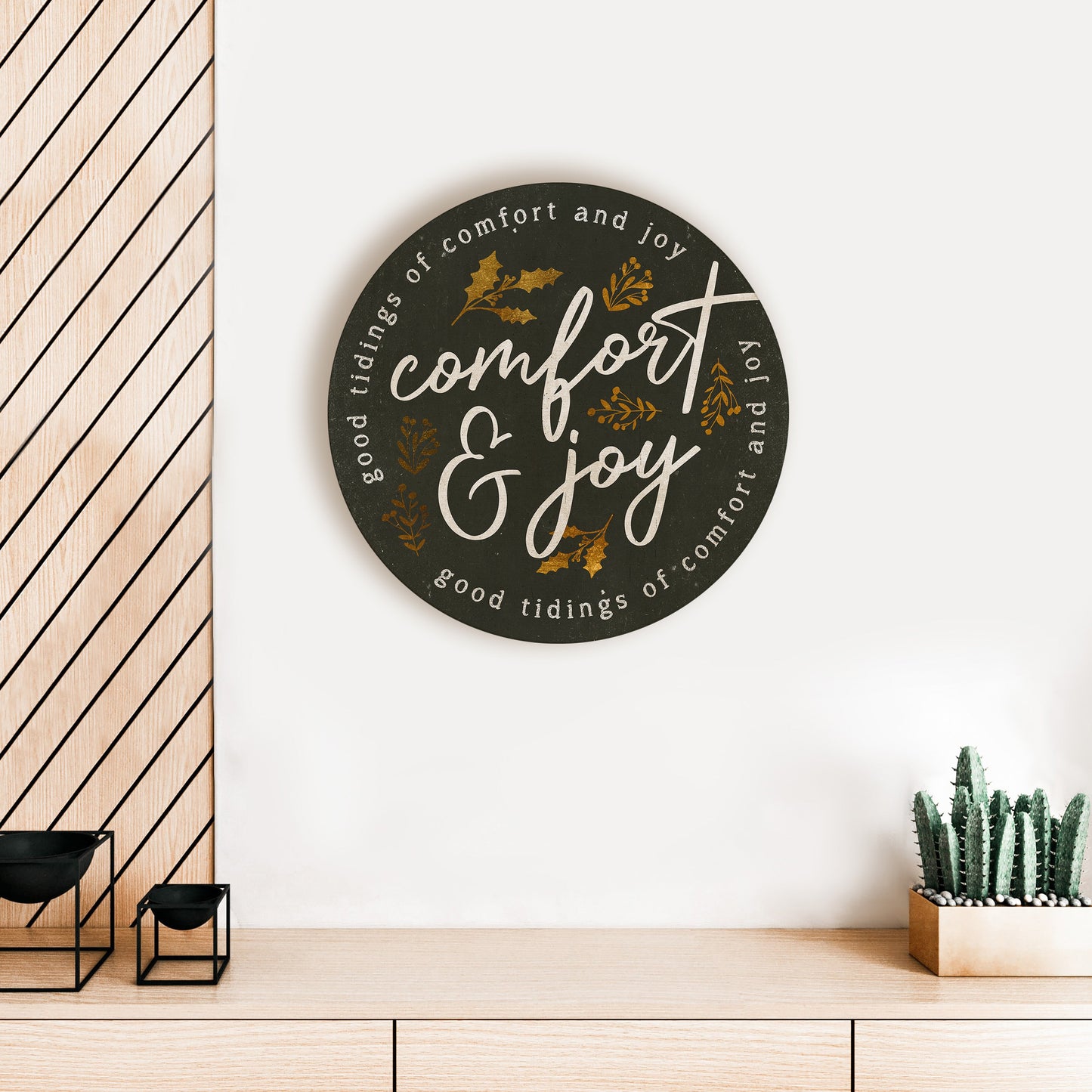 Comfort And Joy Leaves Green Circle