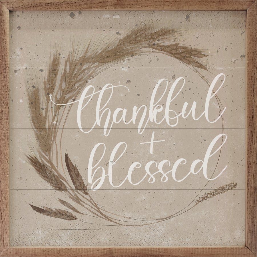 Thankful And Blessed Wreath Tan image 0