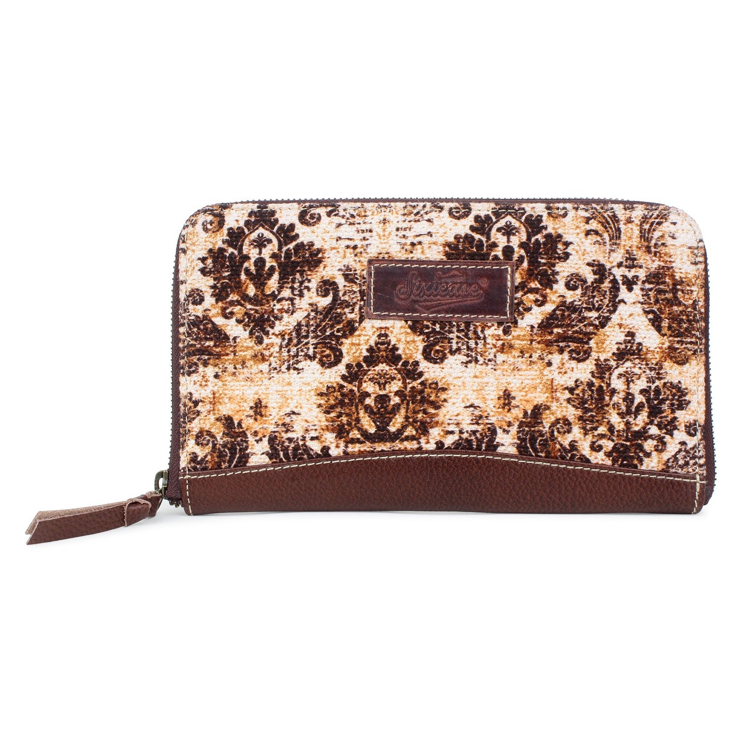 Brown/Tan Printed Up-cycled Canvas / Genuine Leather Wallet image 3