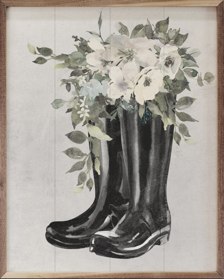 Boots With Flowers White image 0