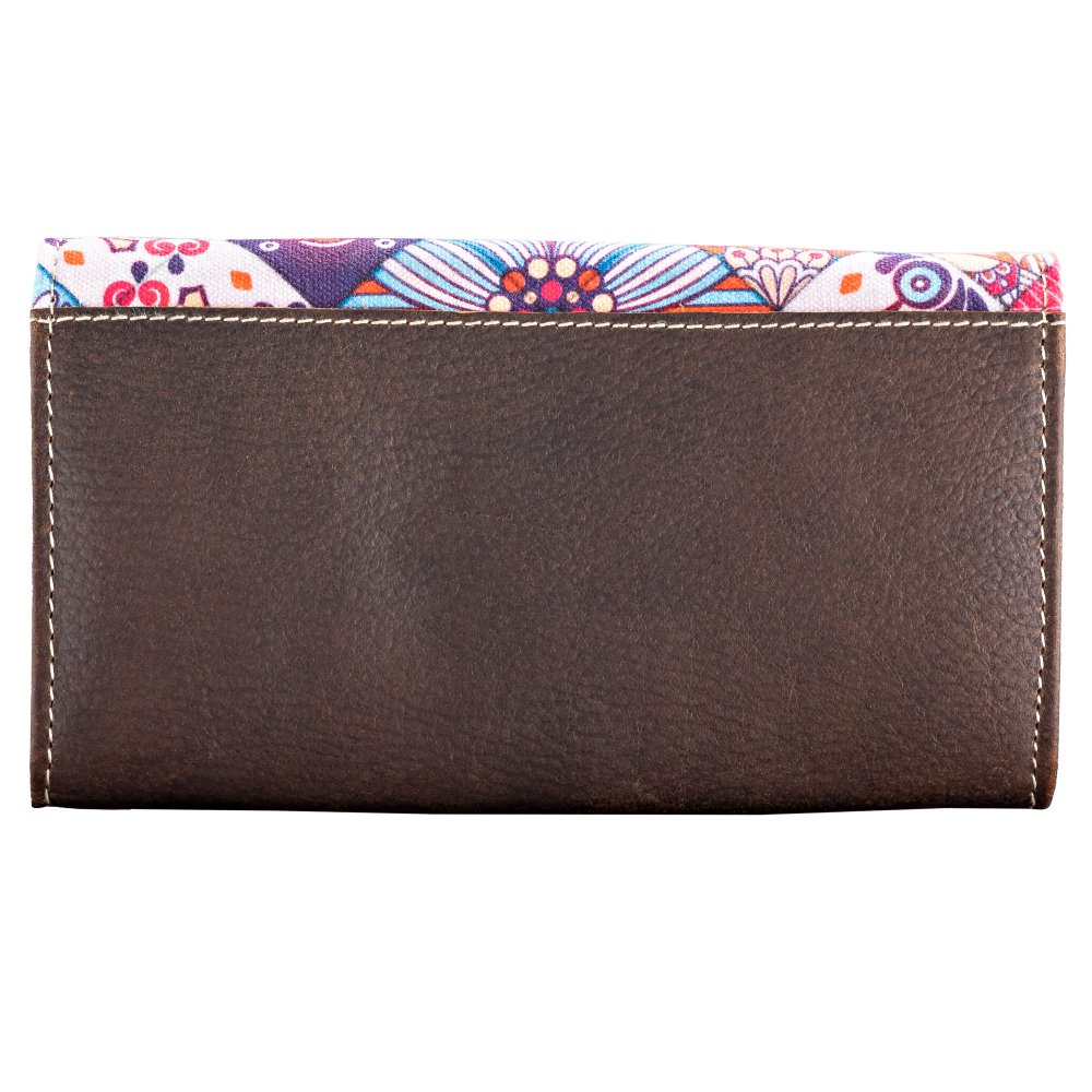 Mandala 2 Up-cycled Canvas / Genuine Leather Wallet image 3