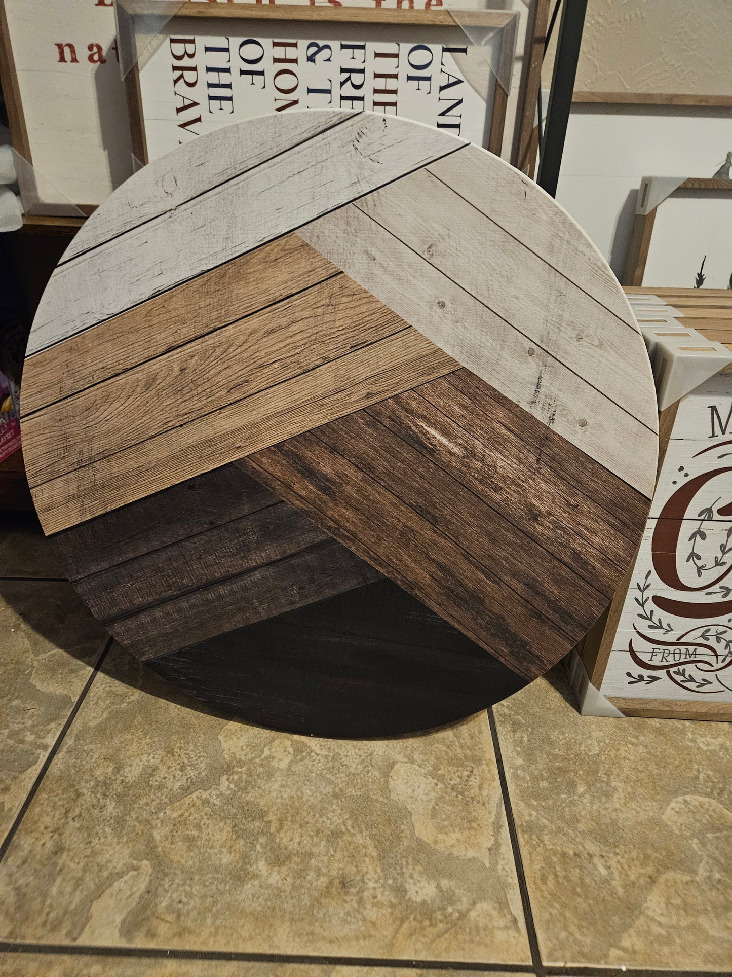 Wood Herringbone Circle image 1