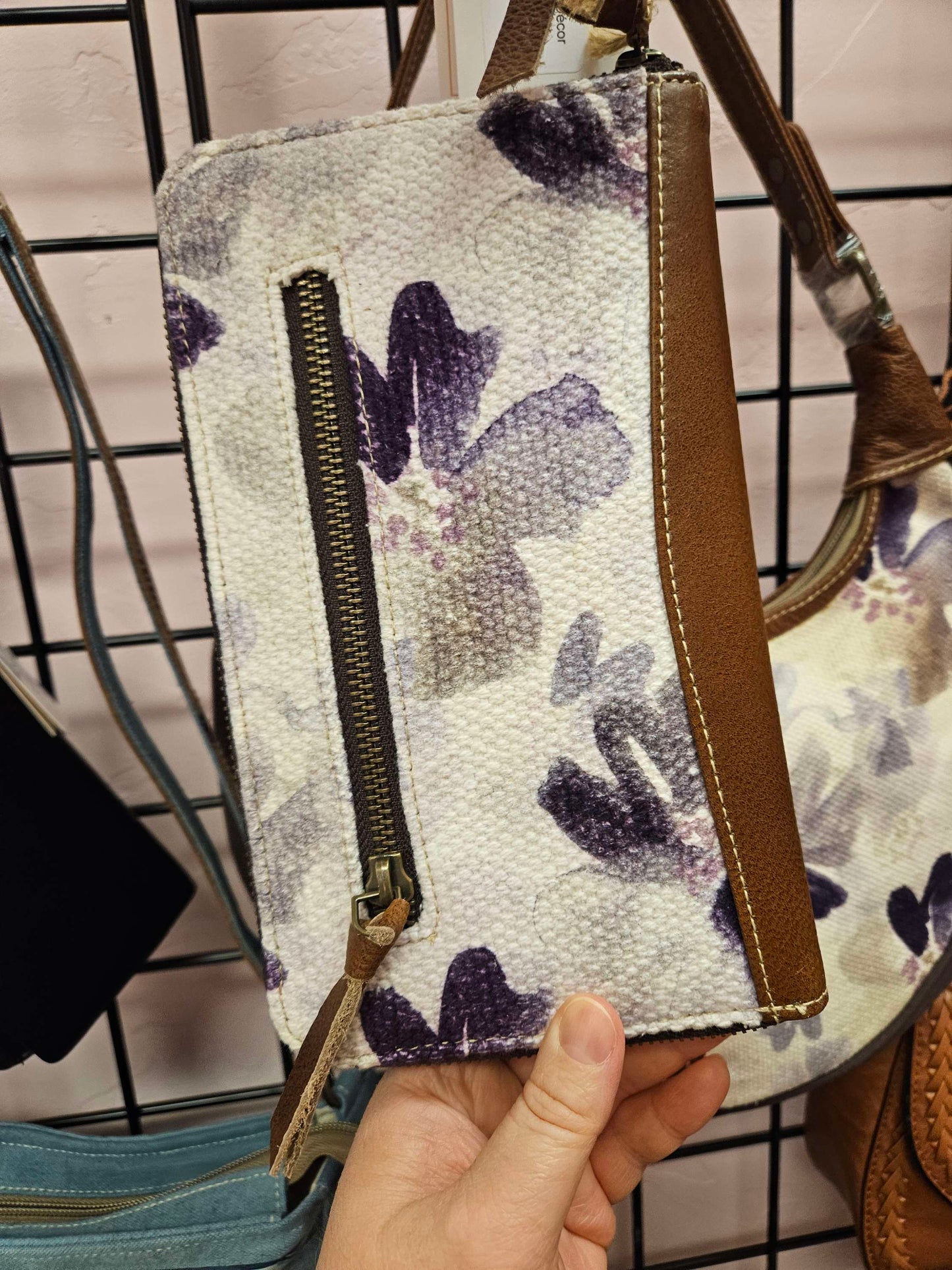Floral Up-cycled Canvas & Genuine Leather Wallet image 5