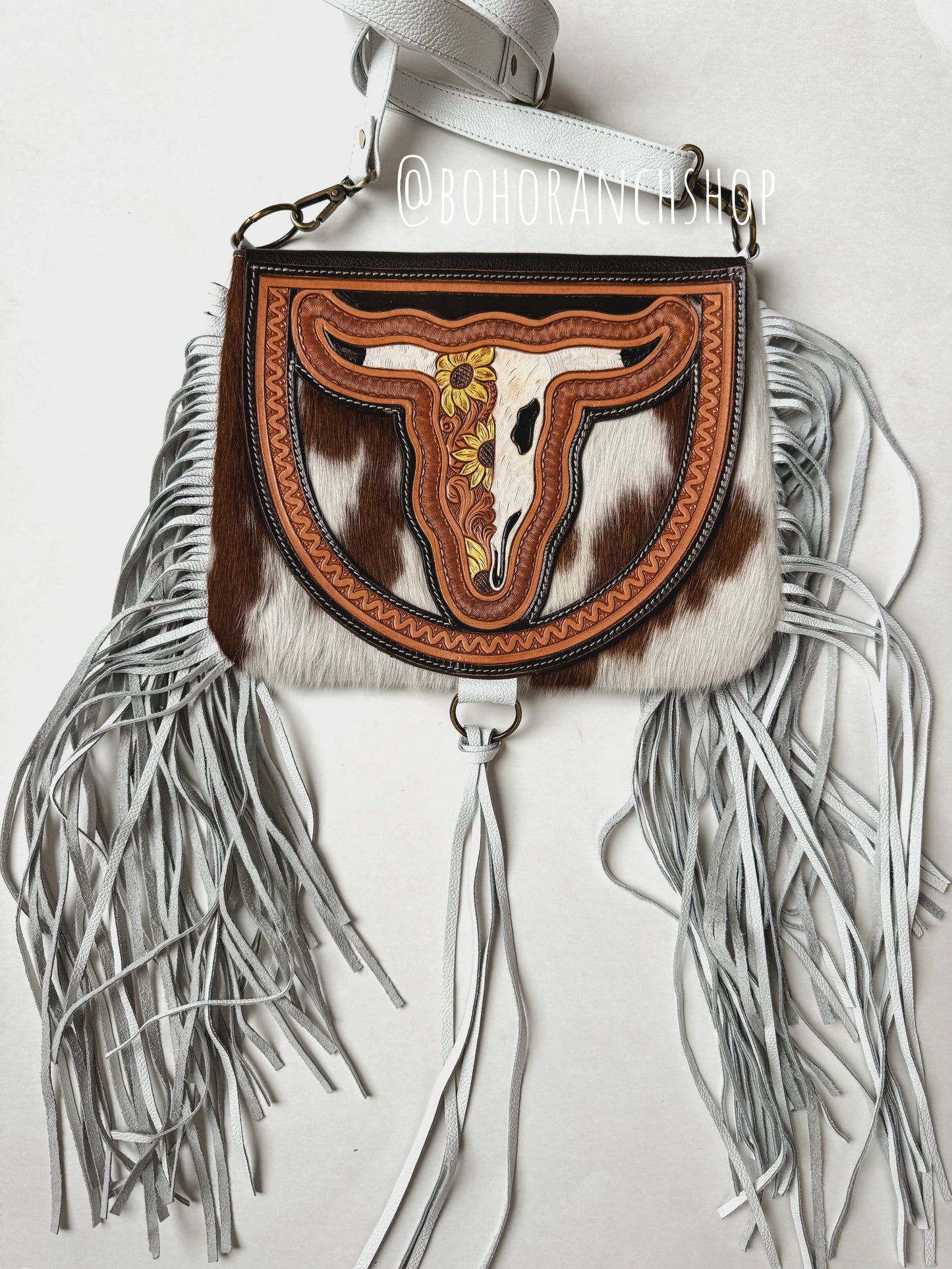 THE CAROLINE CROSSBODY Longhorn Cowhide Purse