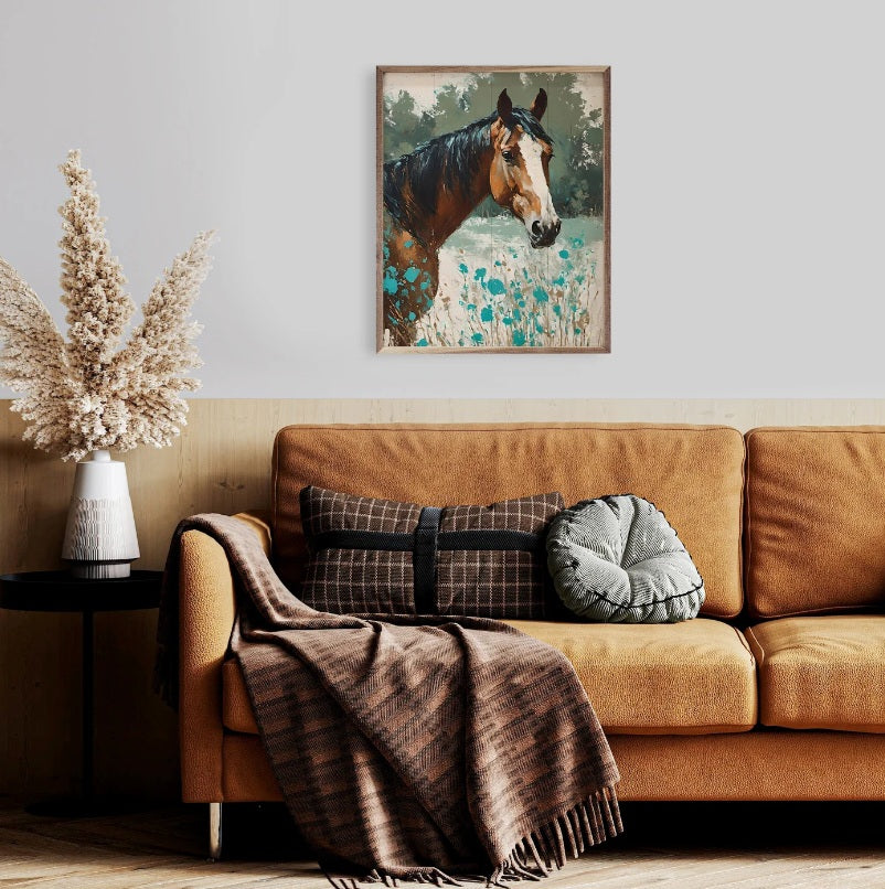 Horse With Turquoise Flowers image 1