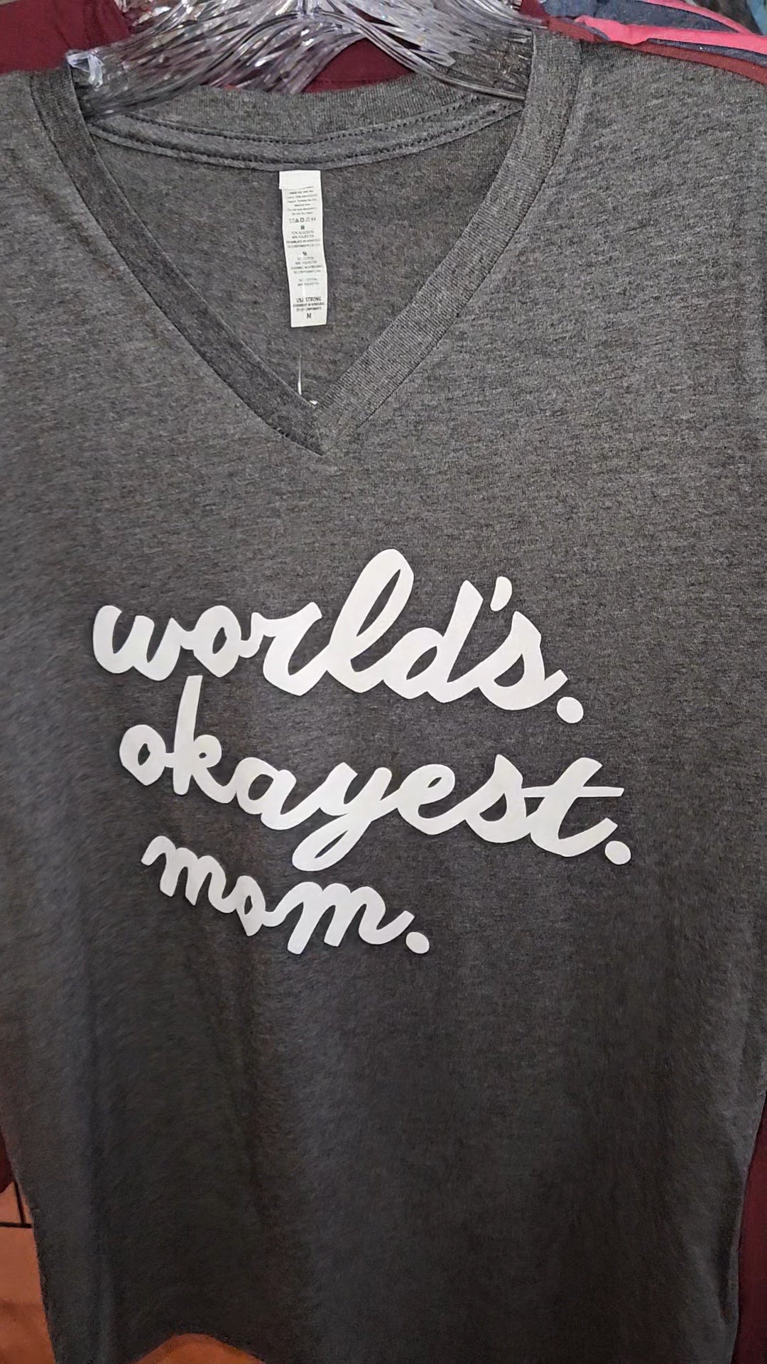 World's Okayest Mom V-Neck Tee image 1
