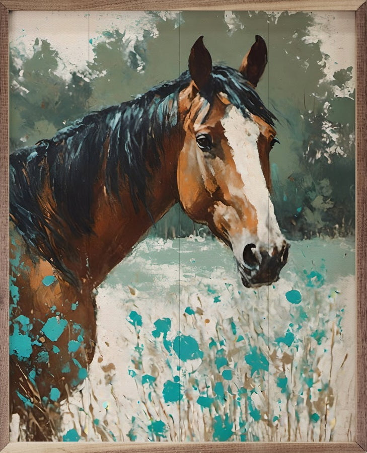 Horse With Turquoise Flowers image 0