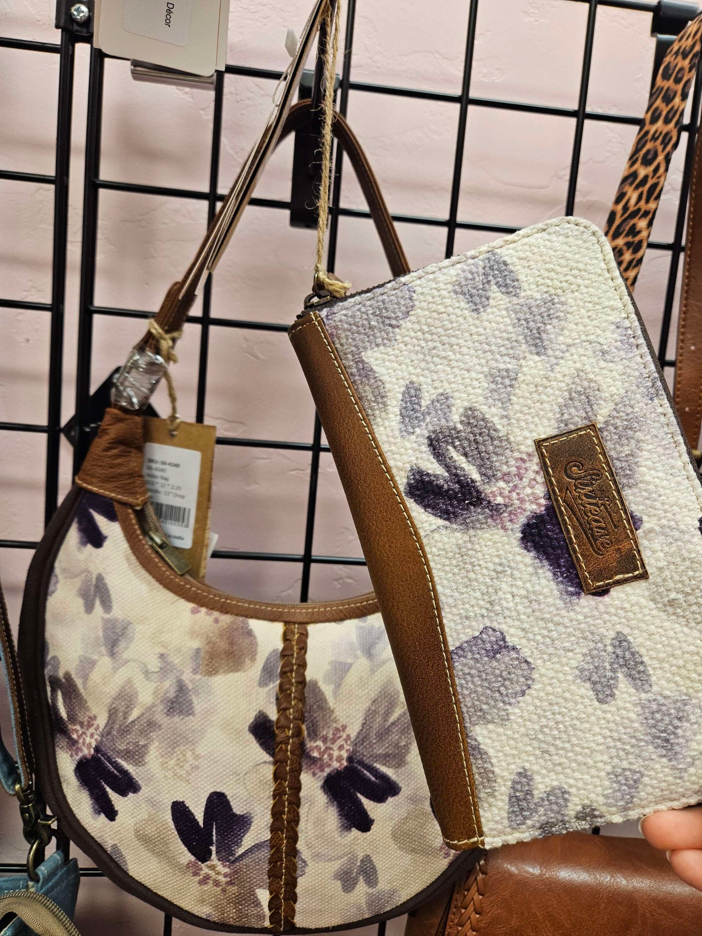 Floral Up-cycled Canvas & Genuine Leather Wallet image 7