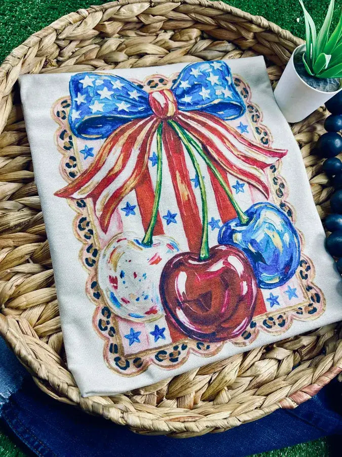 Red, White and Blue Cherries (Gildan Tee)