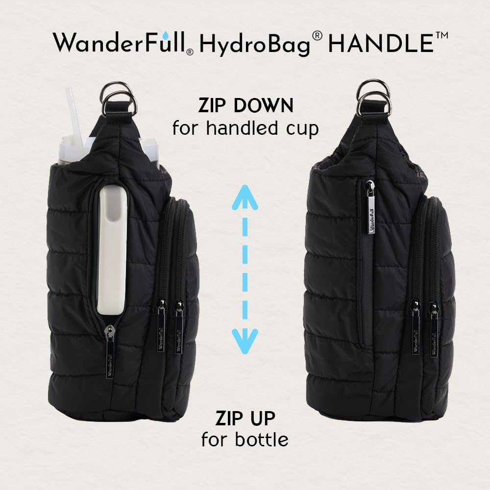 HydroBag® HANDLE®- Black Matte with Gray, Black, White Striped Strap