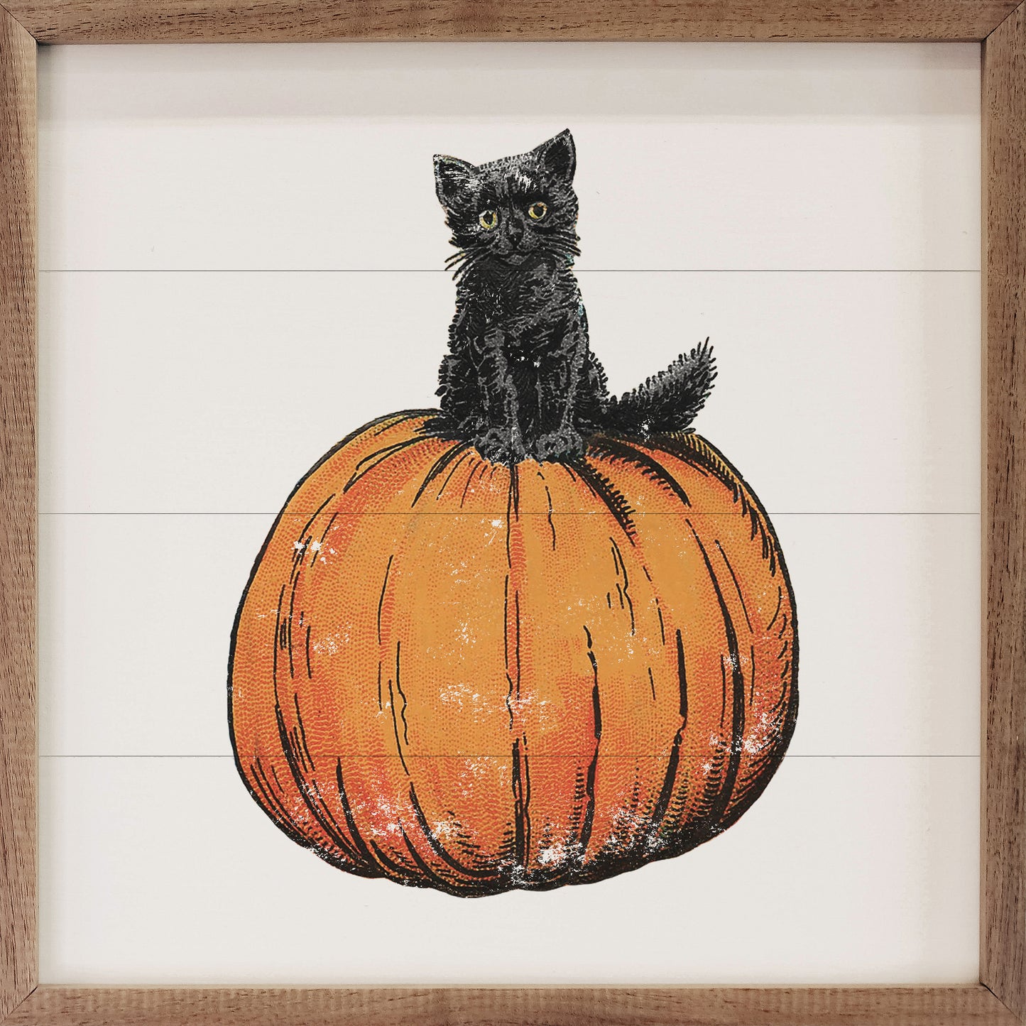 Vintage Halloween Cat On Pumpkin White image 1