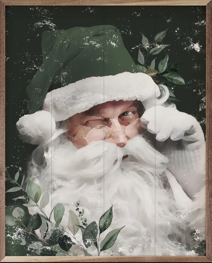 Winking Santa With Green Hat image 0