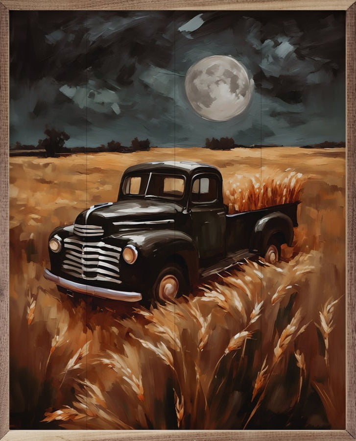 Black Truck In Hayfield image 0