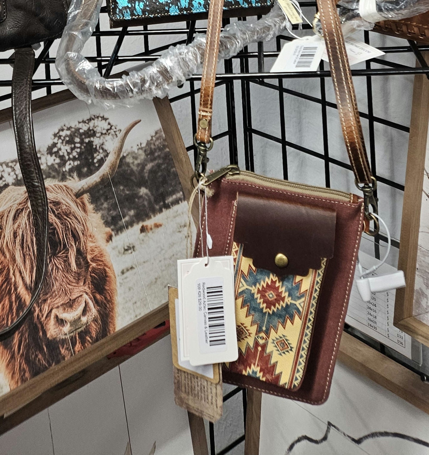 Redwood Aztec Canvas & Leather Small Cross Body image 5