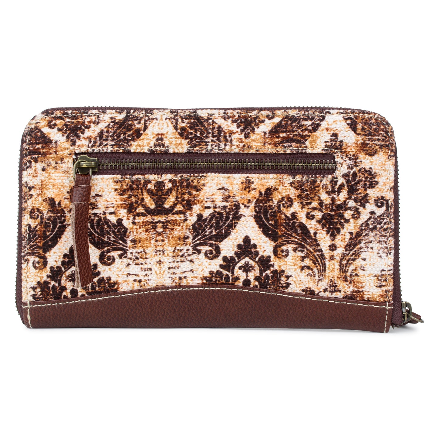 Brown/Tan Printed Up-cycled Canvas / Genuine Leather Wallet image 1