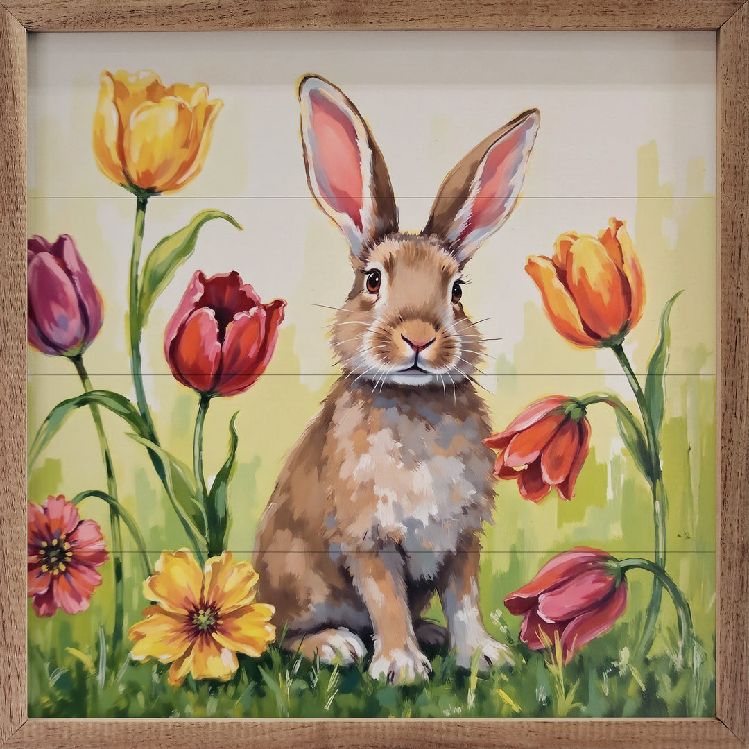 Brown Bunny In Tulips image 1