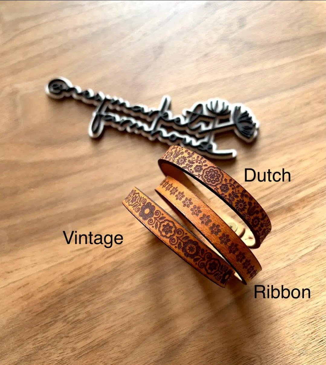 Dutch Floral Thin Leather Bracelet image 0