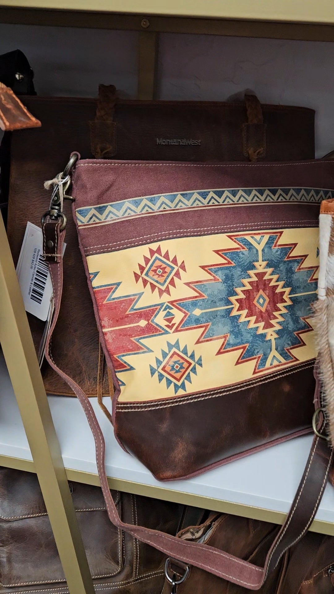 Redwood Aztec Canvas & Leather Large Cross Body image 1