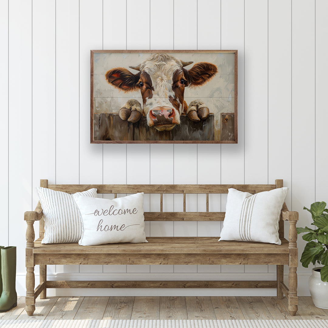Cow On The Fence By Petals Prints Design image 2