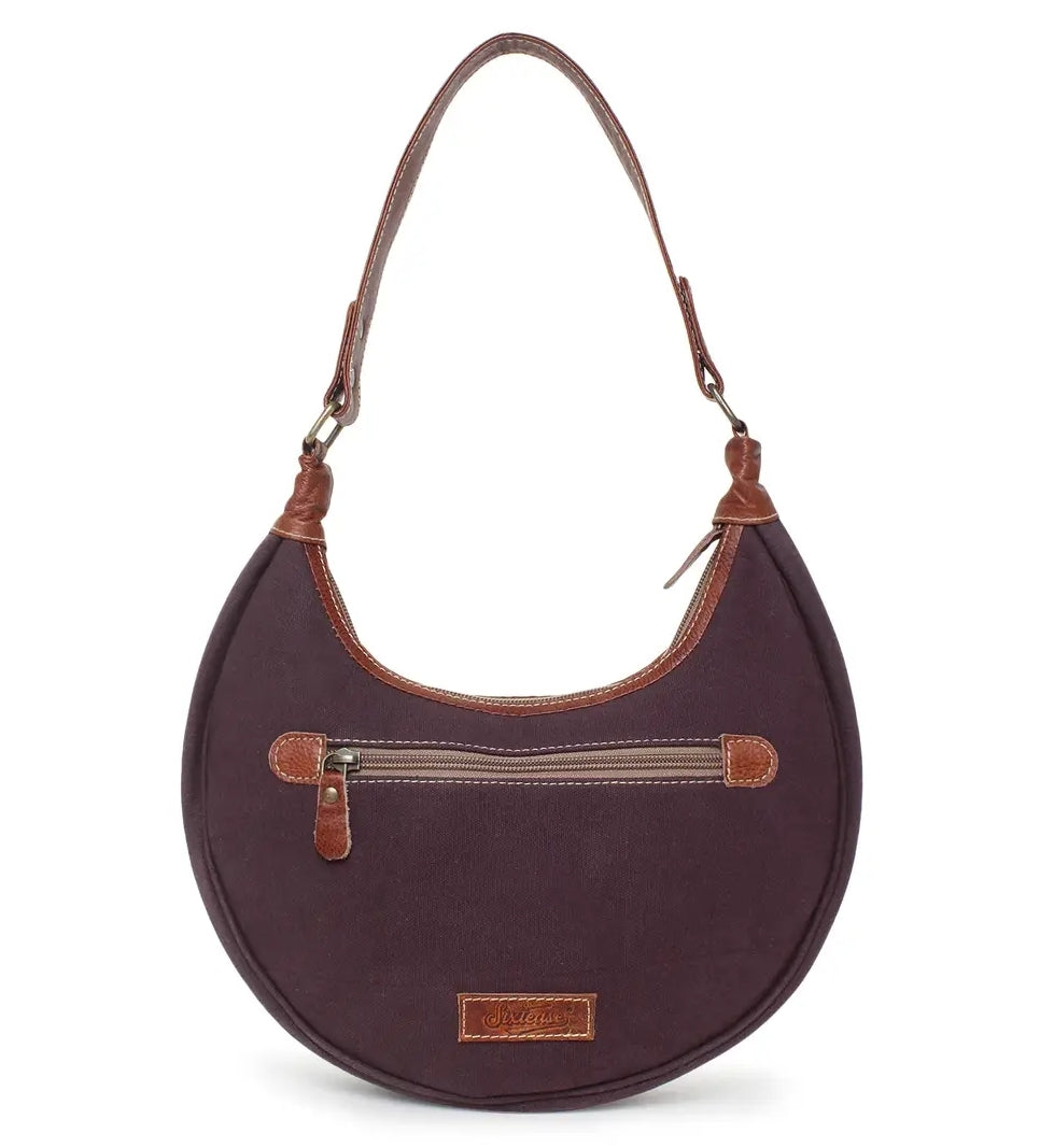 Floral Up-cycled Canvas & Genuine Leather Purse image 3