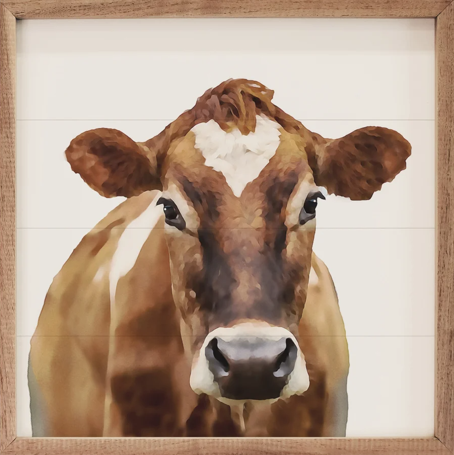 Watercolor Brown Cow image 0