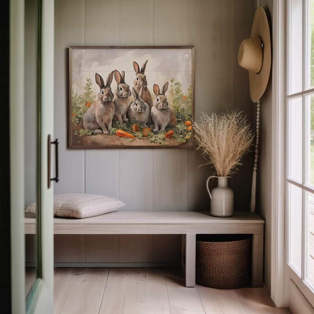 Five Bunnies In Carrot Field image 1