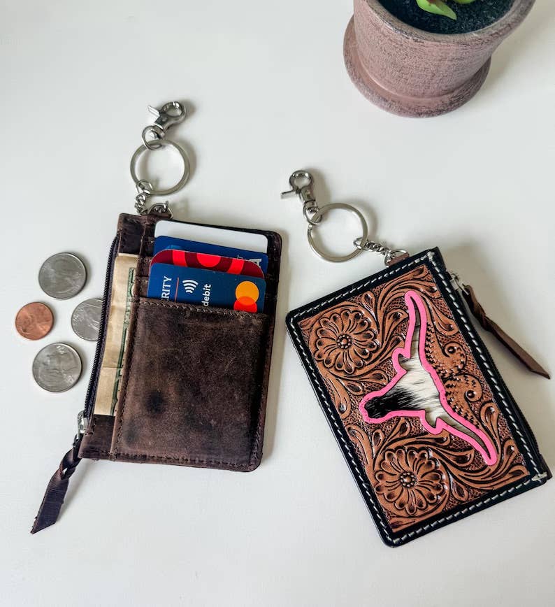 Dark Brown/Pink Thunderbird Keychain Wallet