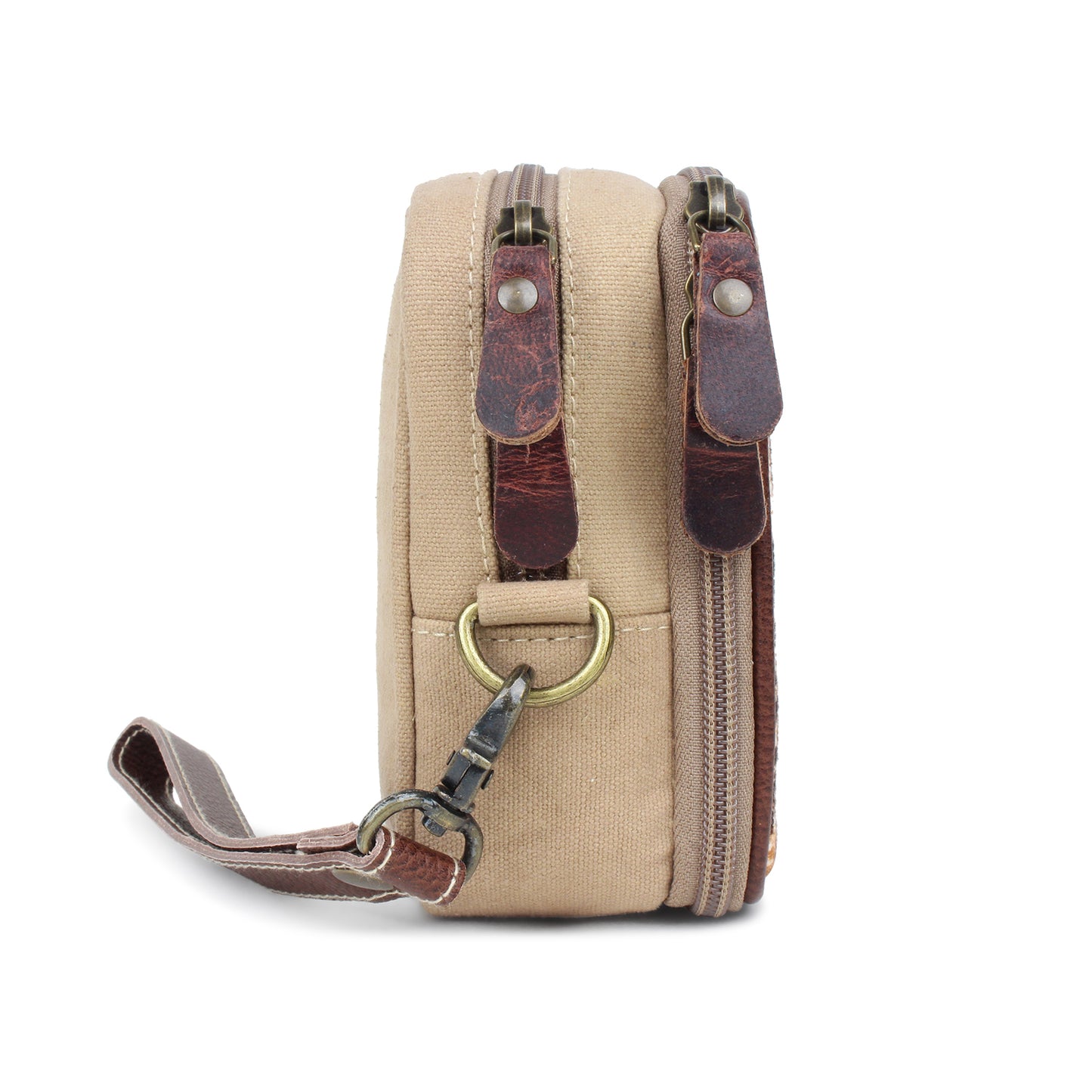Up-cycled Canvas / Genuine Leather Wristlet image 2