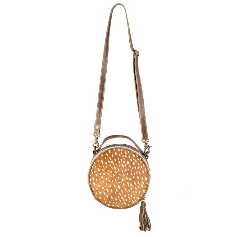 Deer Print Leather Barrel Bag