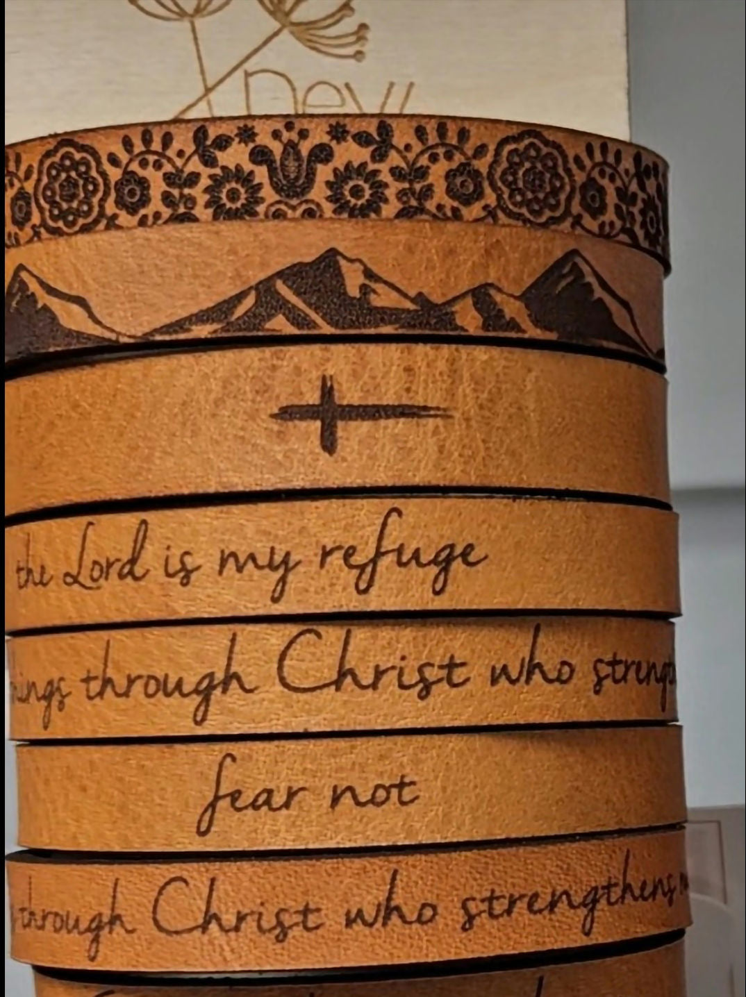Dutch Floral Thin Leather Bracelet image 1