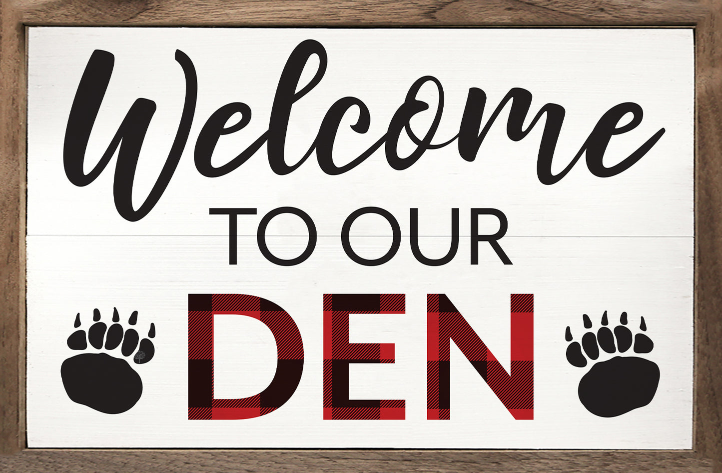 Welcome To Our Den Plaid Bearpaw White image 0