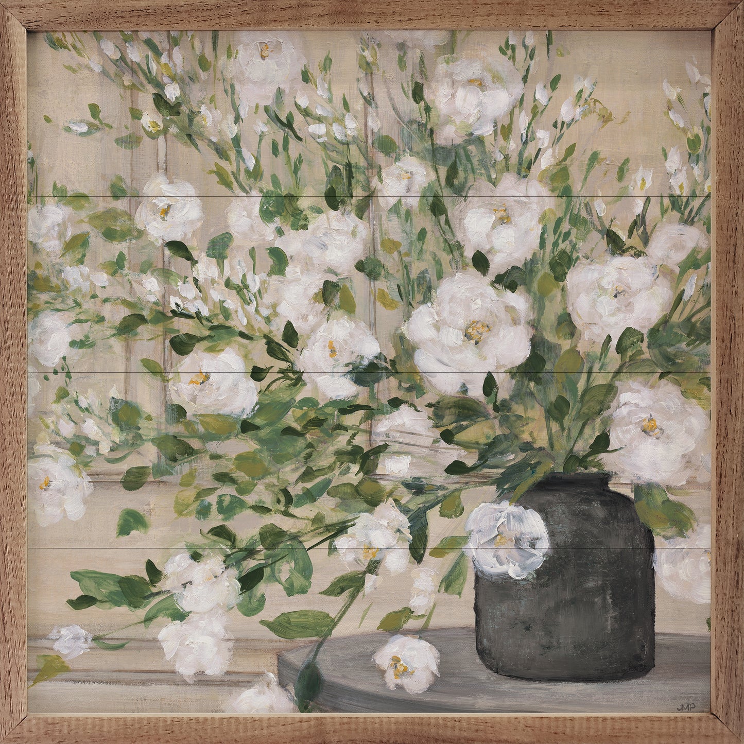 White Bouquet Gray Vase By Julia Purinton image 0