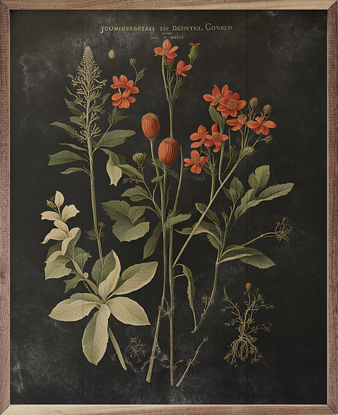 Vintage Orange Floral Print Black image 0