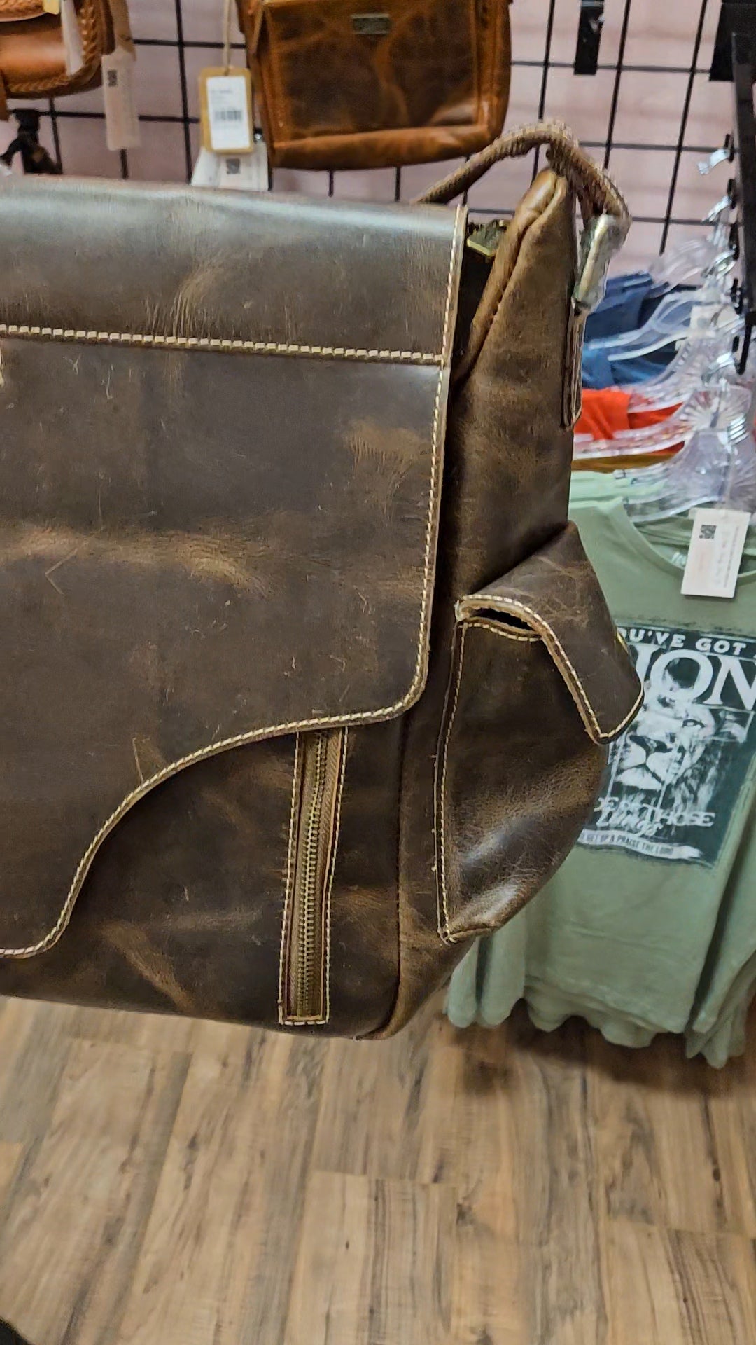 Rustic Genuine Leather Messenger Bag - Unisex image 6