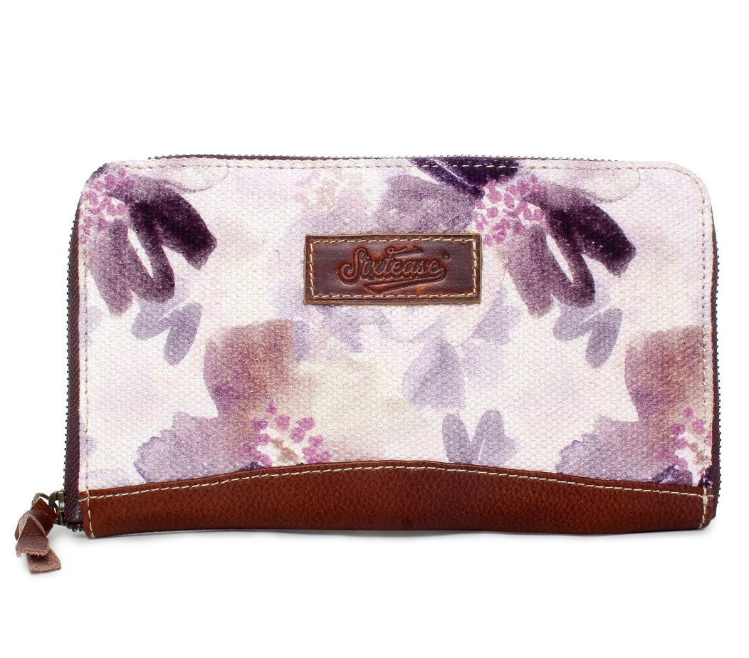 Floral Up-cycled Canvas & Genuine Leather Wallet image 3