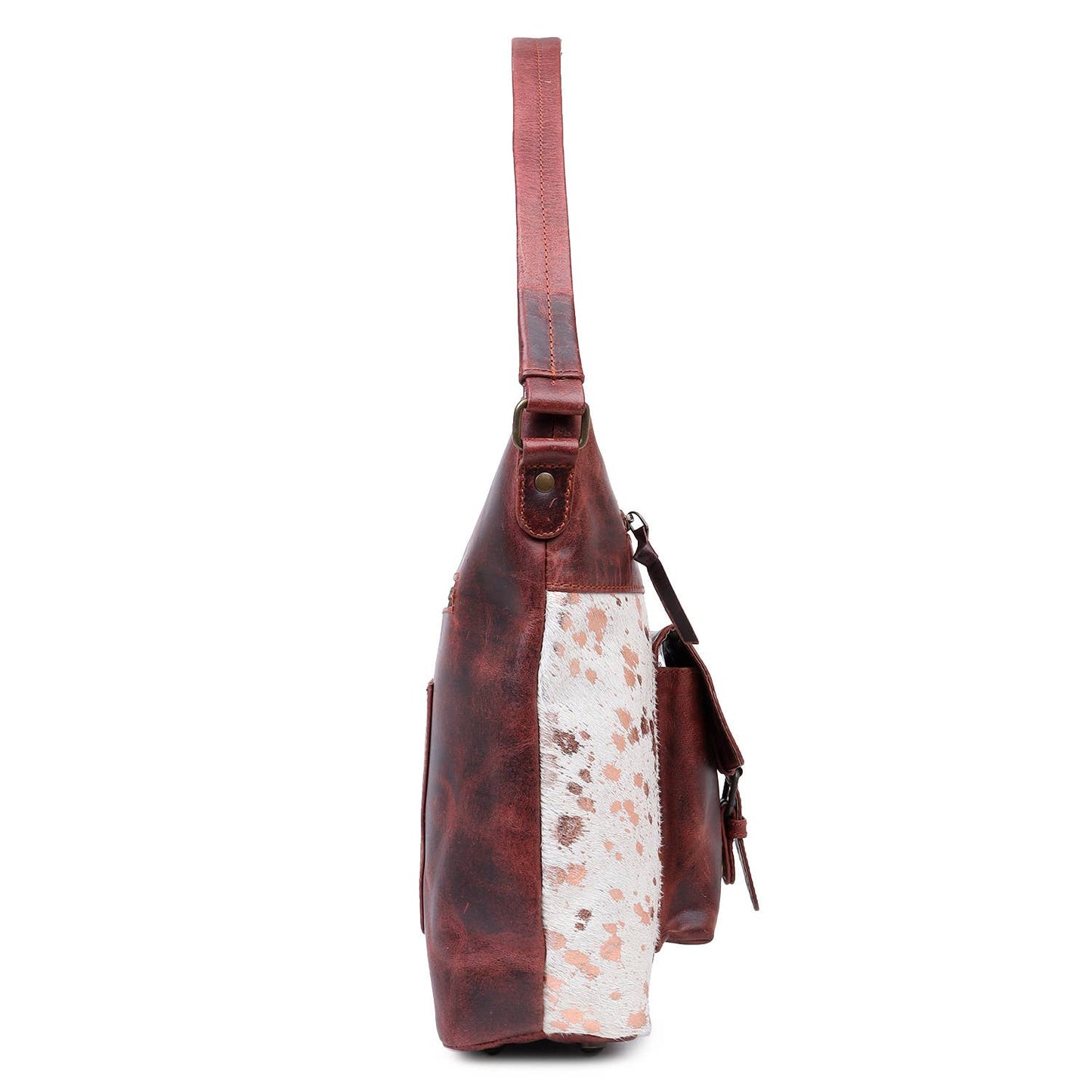 Rose Gold Splatter Leather Shoulder Bag