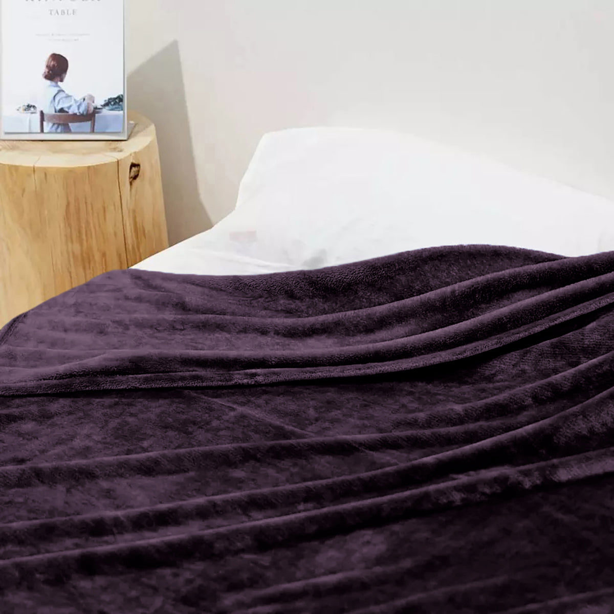 Queen Size Purple Extra Soft Cozy Microfiber Solid Color Throw Picnic Sofa Bed Blanket