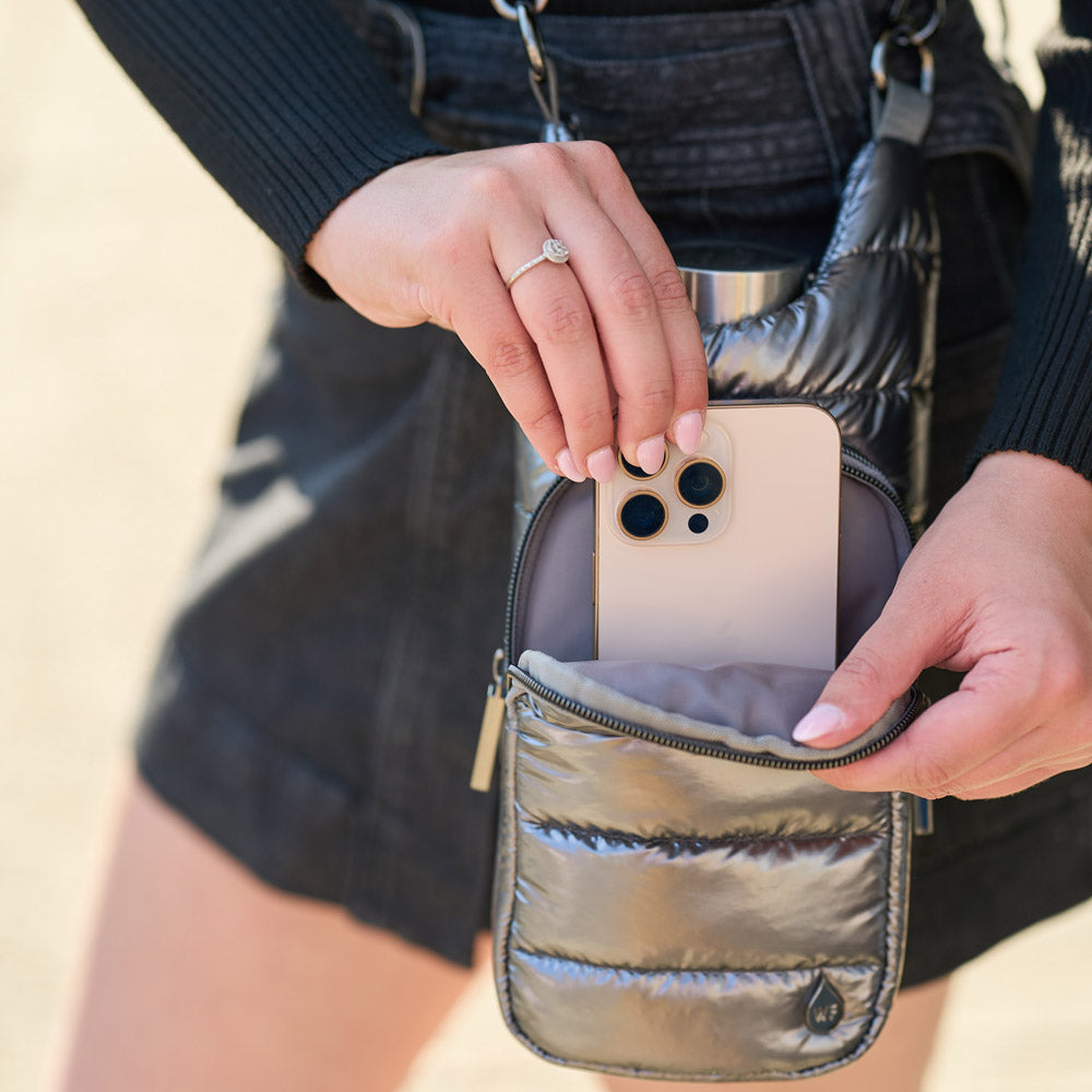 Pewter Glossy HydroBag® with Solid Strap