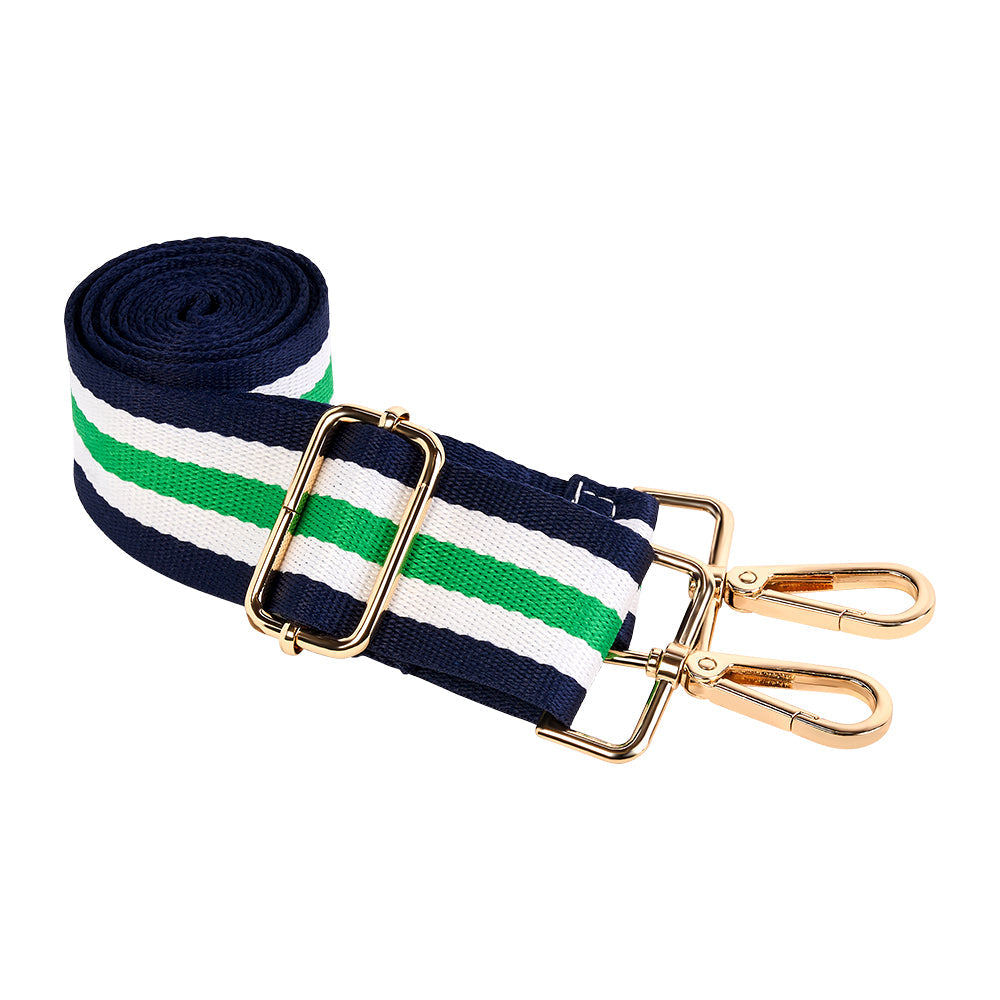 White Ripstop HydroBag® with White, Green, Navy Striped Strap