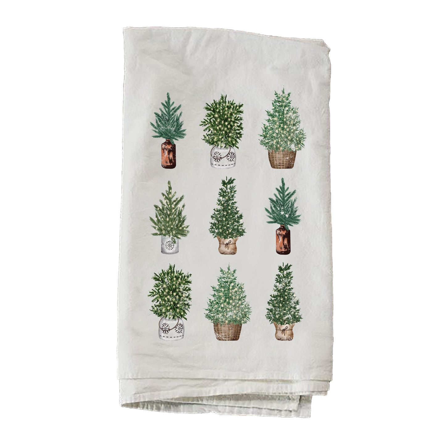 Nine Pots With Christmas Trees Towel