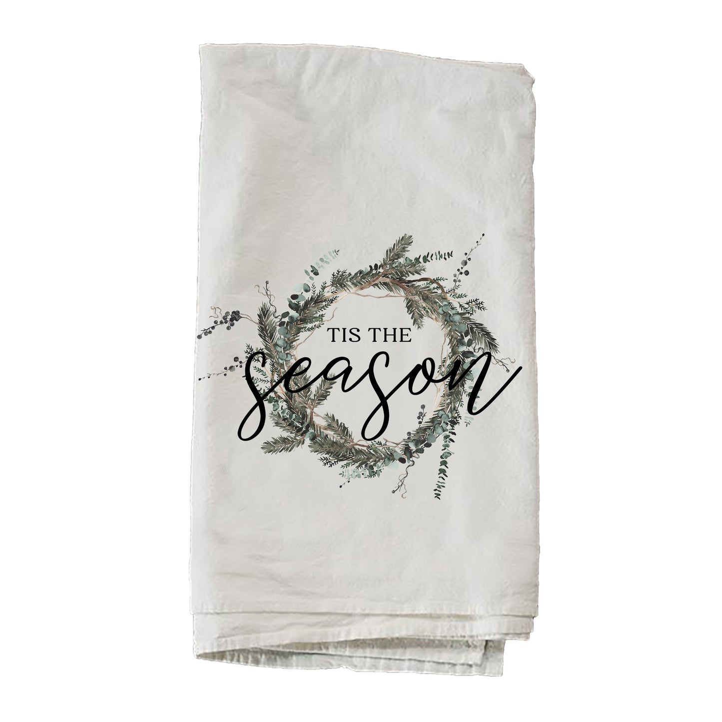 Tis The Season Green Wreath Towel