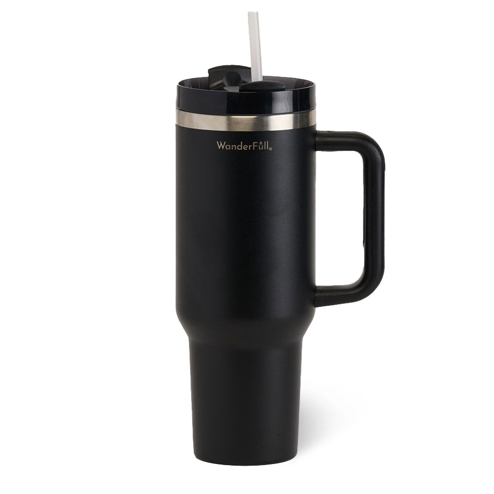 Handled Tumbler Black with Silver - 40 oz