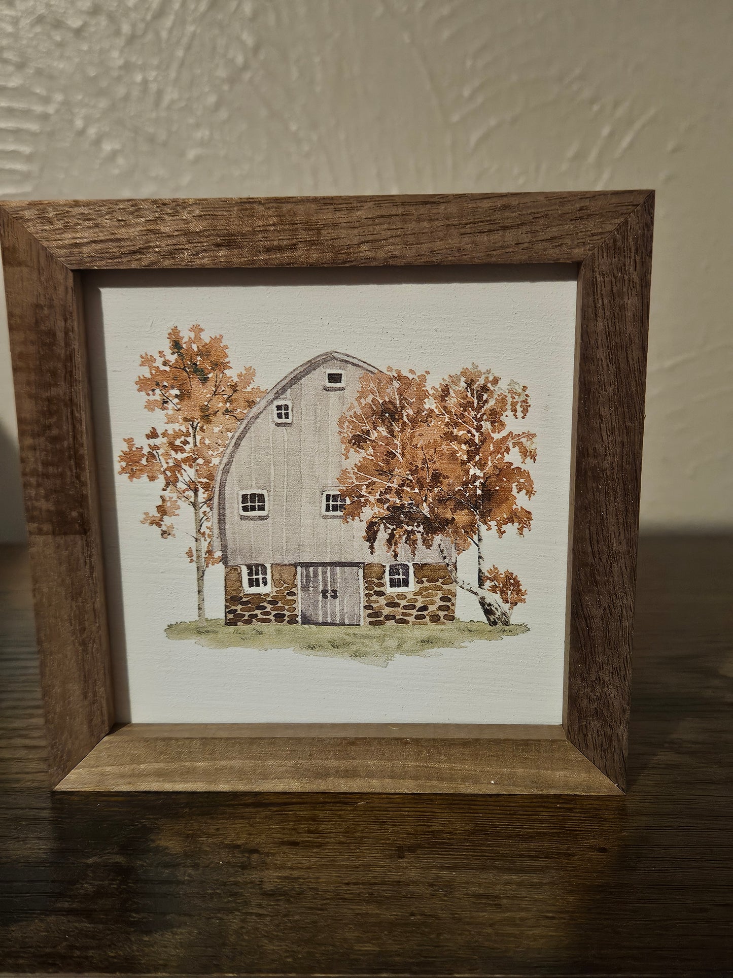 Watercolor White Barn in Early Autumn image 0