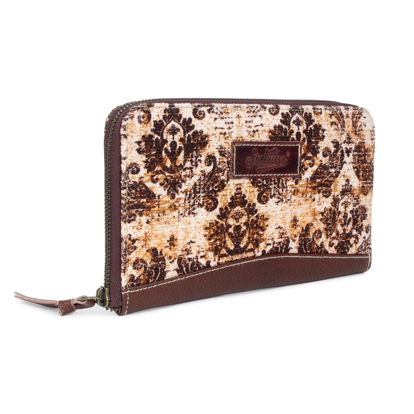 Brown/Tan Printed Up-cycled Canvas / Genuine Leather Wallet image 0