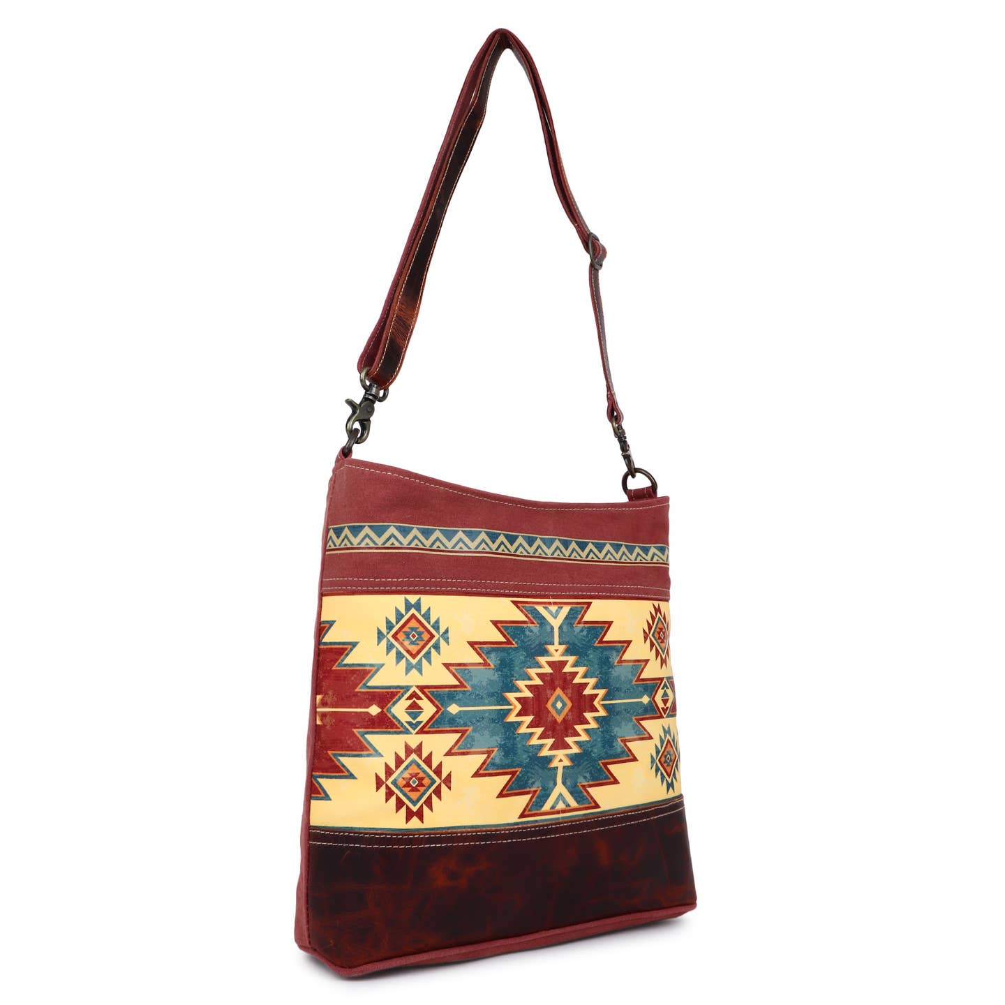 Redwood Aztec Canvas & Leather Large Cross Body image 2